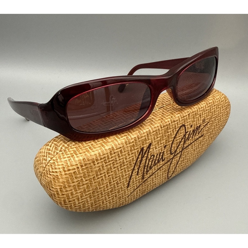 Maui Jim Authentic Ruby Red Frame+Maui Rose Polarized Sunglasses- Retired & Case